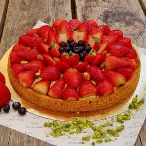 Tartaleta de pistacho y frutillas